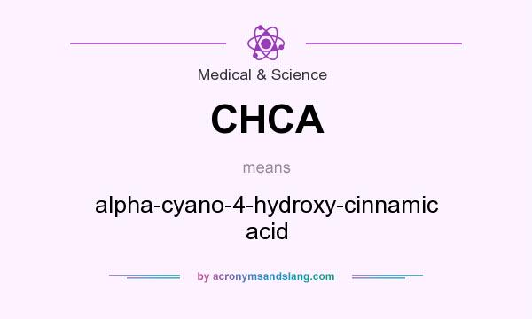 What does CHCA mean? It stands for alpha-cyano-4-hydroxy-cinnamic acid