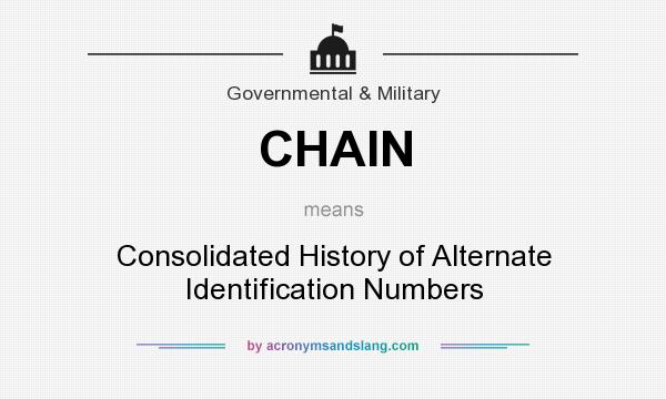 What does CHAIN mean? It stands for Consolidated History of Alternate Identification Numbers