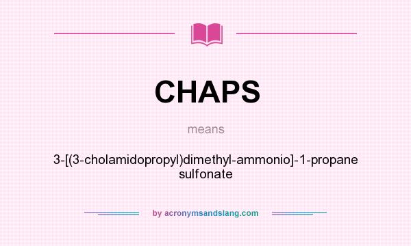 What does CHAPS mean? It stands for 3-[(3-cholamidopropyl)dimethyl-ammonio]-1-propane sulfonate
