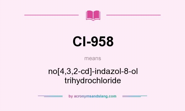 What does CI-958 mean? It stands for no[4,3,2-cd]-indazol-8-ol trihydrochloride
