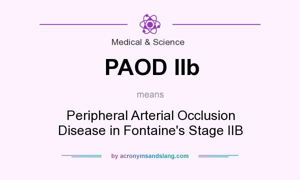 What does PAOD IIb mean? It stands for Peripheral Arterial Occlusion Disease in Fontaine`s Stage IIB