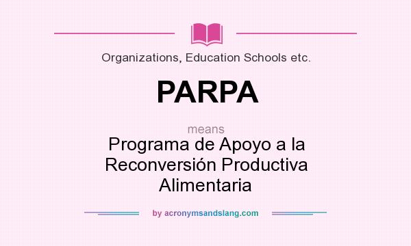 What does PARPA mean? It stands for Programa de Apoyo a la Reconversión Productiva Alimentaria