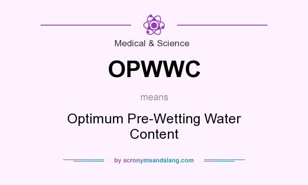 What does OPWWC mean? It stands for Optimum Pre-Wetting Water Content