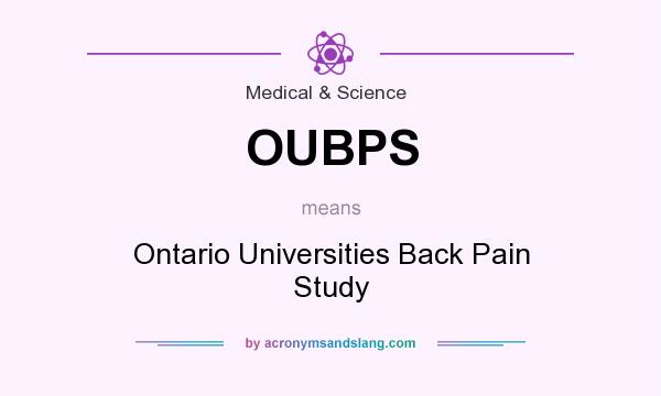 What does OUBPS mean? It stands for Ontario Universities Back Pain Study