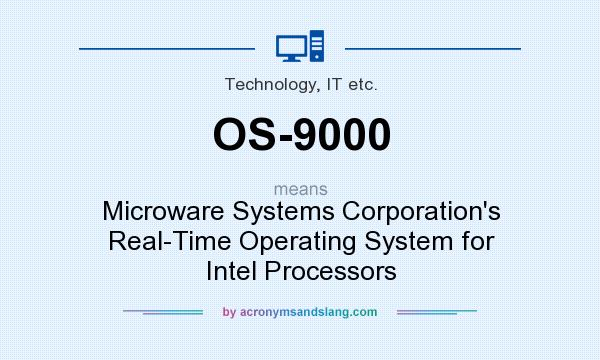 What does OS-9000 mean? It stands for Microware Systems Corporation`s Real-Time Operating System for Intel Processors