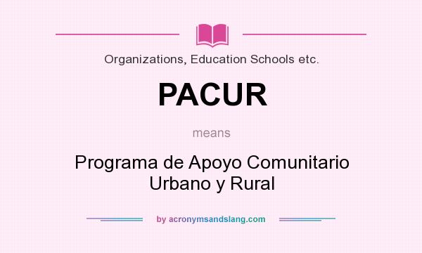 What does PACUR mean? It stands for Programa de Apoyo Comunitario Urbano y Rural