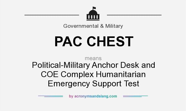 What does PAC CHEST mean? It stands for Political-Military Anchor Desk and COE Complex Humanitarian Emergency Support Test