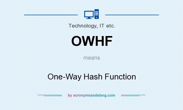 What does OWHF mean? It stands for One-Way Hash Function