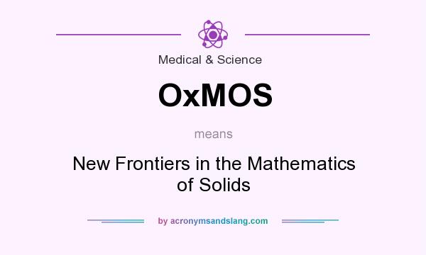 What does OxMOS mean? It stands for New Frontiers in the Mathematics of Solids
