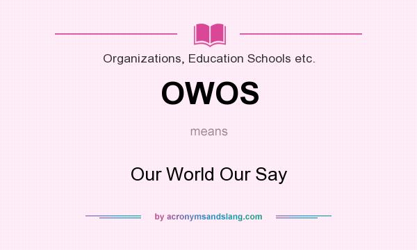 What does OWOS mean? It stands for Our World Our Say