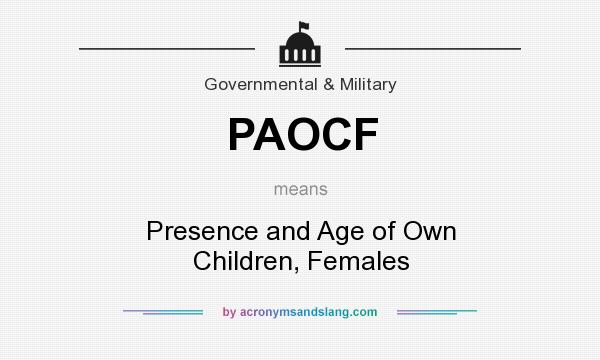 What does PAOCF mean? It stands for Presence and Age of Own Children, Females