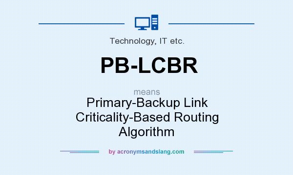 What does PB-LCBR mean? It stands for Primary-Backup Link Criticality-Based Routing Algorithm