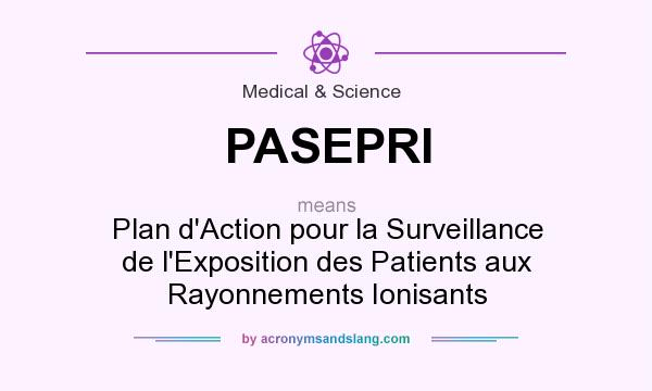 What does PASEPRI mean? It stands for Plan d`Action pour la Surveillance de l`Exposition des Patients aux Rayonnements Ionisants