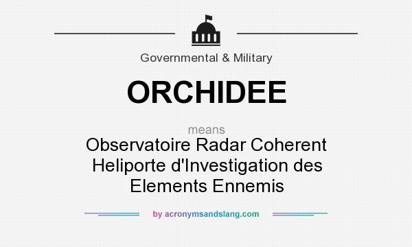 What does ORCHIDEE mean? It stands for Observatoire Radar Coherent Heliporte d`Investigation des Elements Ennemis