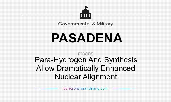 What does PASADENA mean? It stands for Para-Hydrogen And Synthesis Allow Dramatically Enhanced Nuclear Alignment