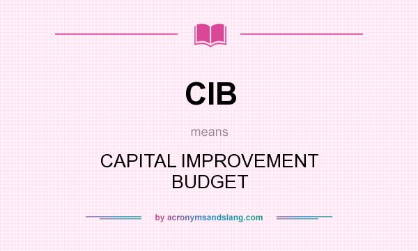 What does CIB mean? It stands for CAPITAL IMPROVEMENT BUDGET