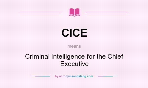 What does CICE mean? It stands for Criminal Intelligence for the Chief Executive