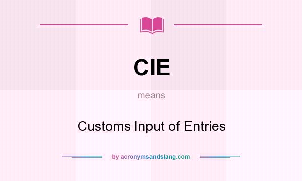 What does CIE mean? It stands for Customs Input of Entries