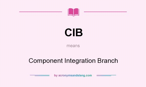 What does CIB mean? It stands for Component Integration Branch