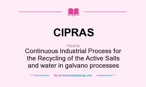 What does CIPRAS mean? It stands for Continuous Industrial Process for the Recycling of the Active Salts and water in galvano processes