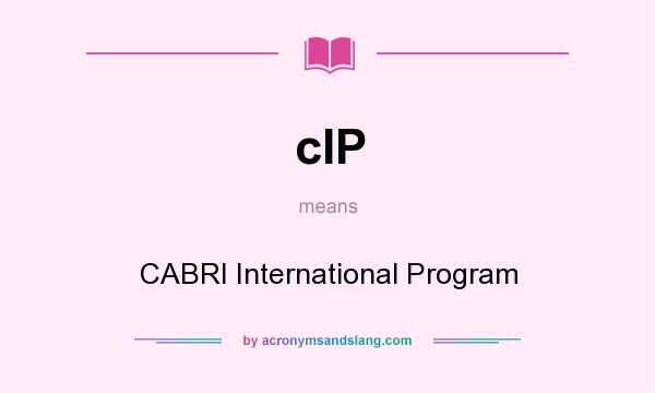 What does cIP mean? It stands for CABRI International Program