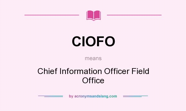 What does CIOFO mean? It stands for Chief Information Officer Field Office