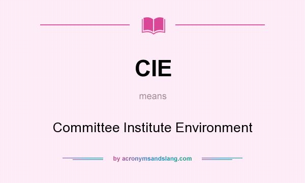 What does CIE mean? It stands for Committee Institute Environment