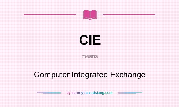 What does CIE mean? It stands for Computer Integrated Exchange