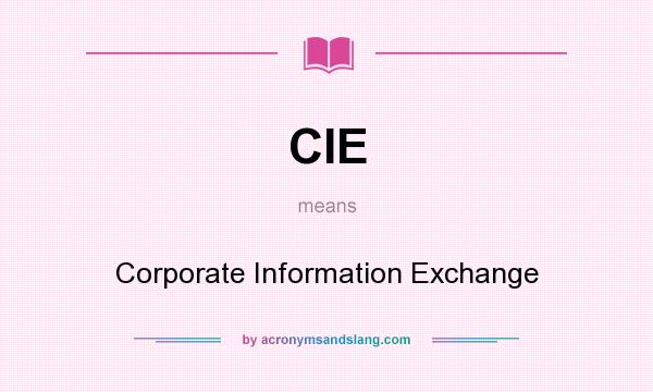 What does CIE mean? It stands for Corporate Information Exchange