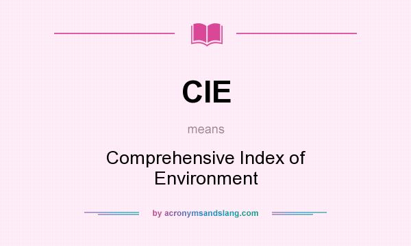 What does CIE mean? It stands for Comprehensive Index of Environment