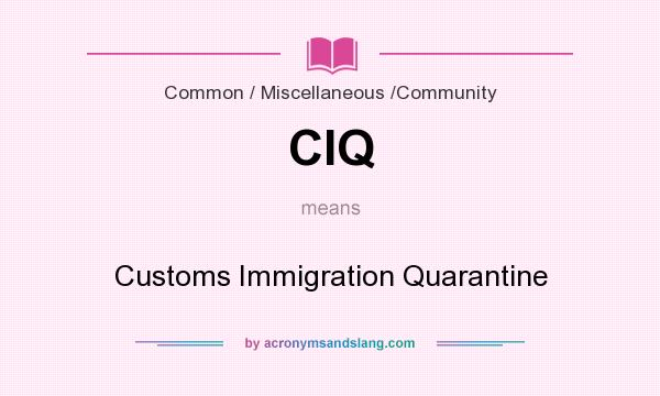 What does CIQ mean? It stands for Customs Immigration Quarantine