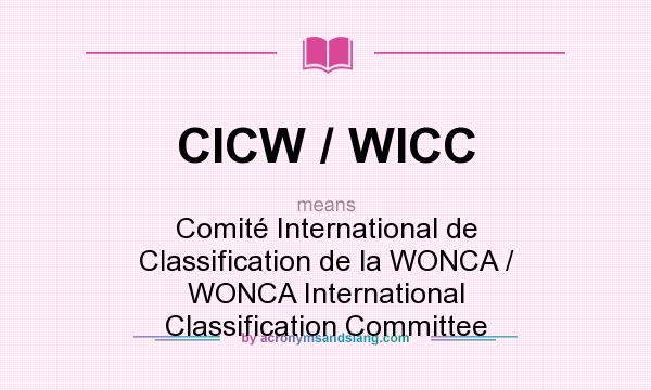 What does CICW / WICC mean? It stands for Comité International de Classification de la WONCA / WONCA International Classification Committee