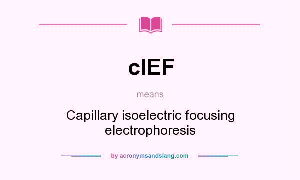 What does cIEF mean? It stands for Capillary isoelectric focusing electrophoresis