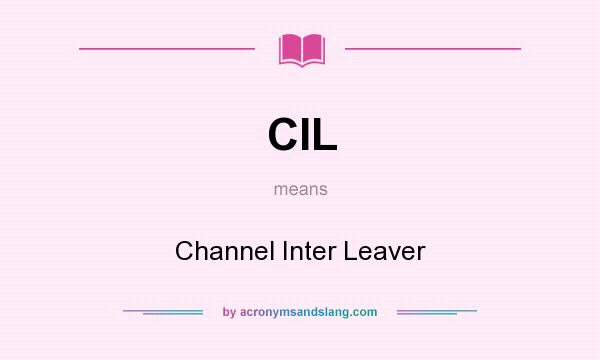 What does CIL mean? It stands for Channel Inter Leaver