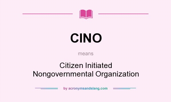 What does CINO mean? It stands for Citizen Initiated Nongovernmental Organization