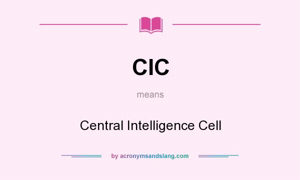 What does CIC mean? It stands for Central Intelligence Cell
