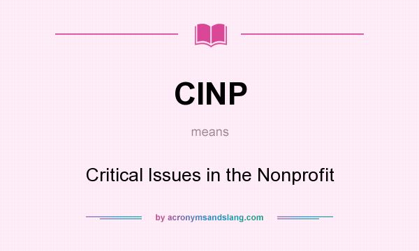 What does CINP mean? It stands for Critical Issues in the Nonprofit