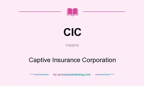 What does CIC mean? It stands for Captive Insurance Corporation