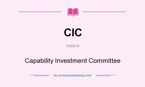 What does CIC mean? It stands for Capability Investment Committee