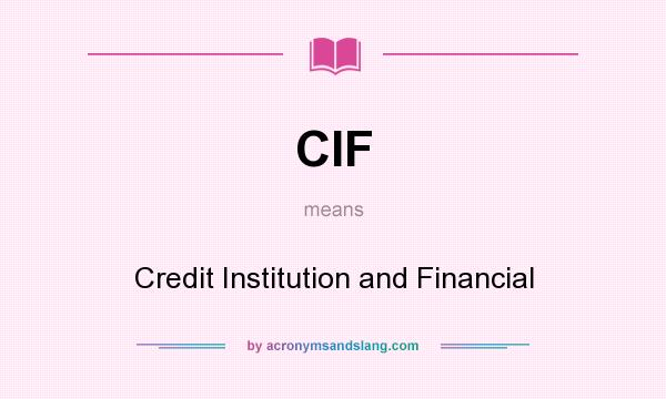 What does CIF mean? It stands for Credit Institution and Financial