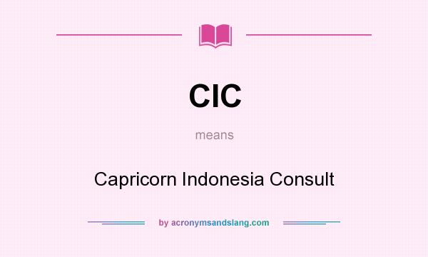 What does CIC mean? It stands for Capricorn Indonesia Consult