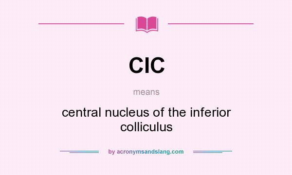 What does CIC mean? It stands for central nucleus of the inferior colliculus
