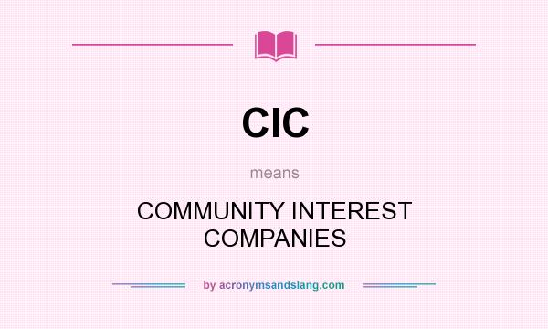 What does CIC mean? It stands for COMMUNITY INTEREST COMPANIES
