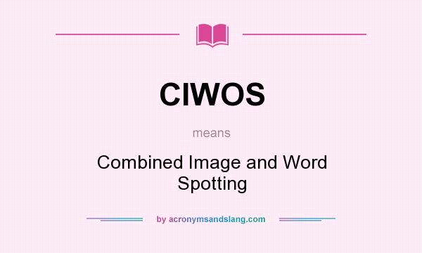 What does CIWOS mean? It stands for Combined Image and Word Spotting