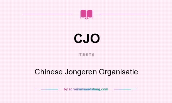 What does CJO mean? It stands for Chinese Jongeren Organisatie