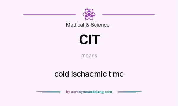 What does CIT mean? It stands for cold ischaemic time