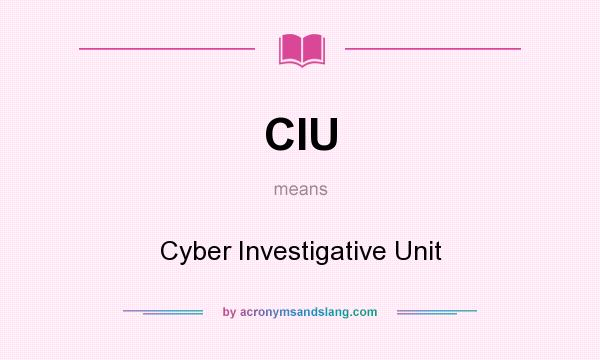 What does CIU mean? It stands for Cyber Investigative Unit
