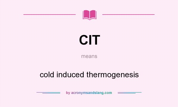 What does CIT mean? It stands for cold induced thermogenesis