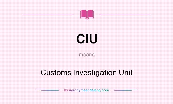 What does CIU mean? It stands for Customs Investigation Unit