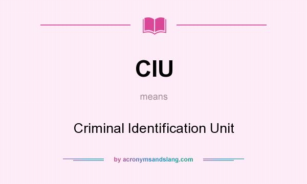 What does CIU mean? It stands for Criminal Identification Unit